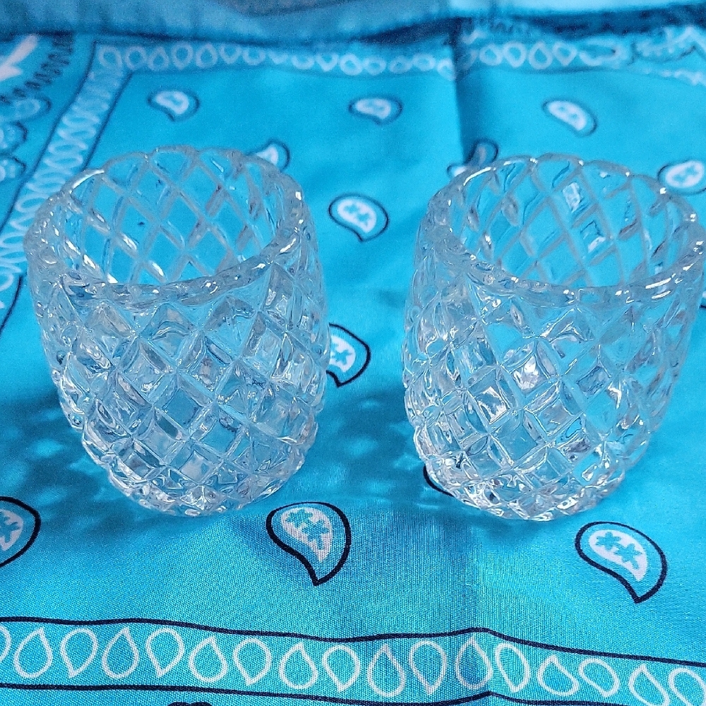 Vintage 80s HomeCo Crystal Cut Votive Holders